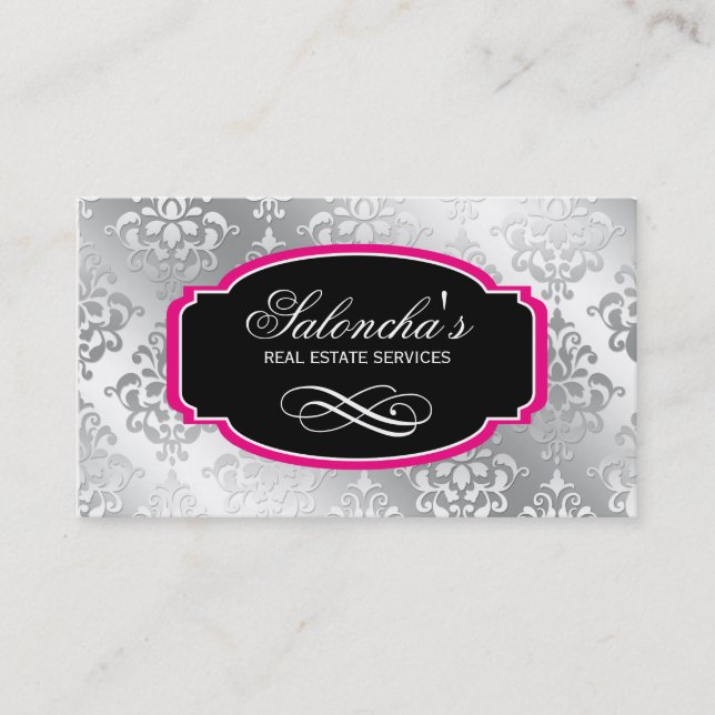 Damast-wirkliches Visitenkarte (Vorderseite)