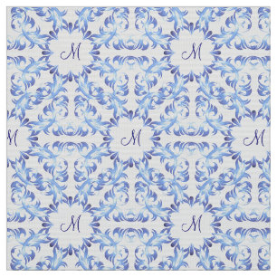 Damastblaumuster. Monogramm Stoff