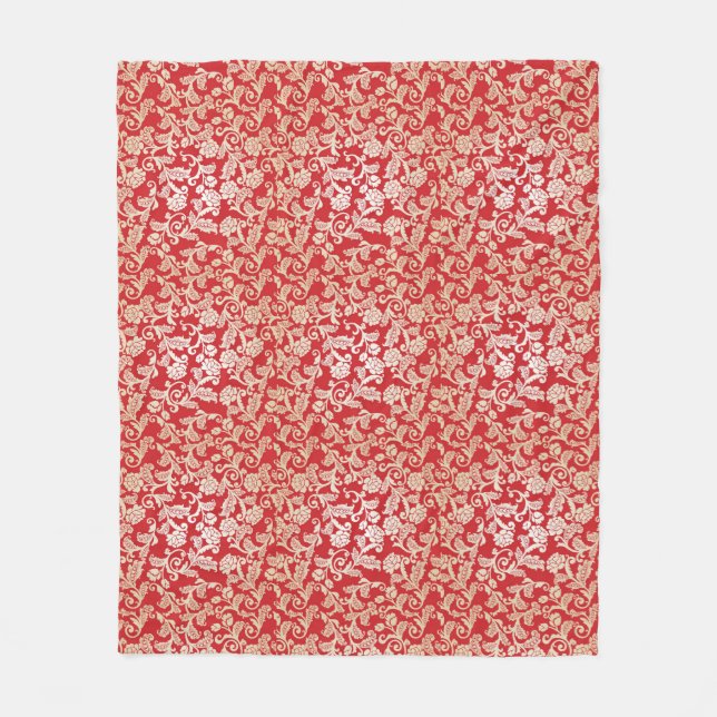 Damastblumenhintergrundmuster Fleecedecke (Vorderseite)