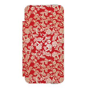 Damastblumenhintergrundmuster Incipio Watson™ iPhone 5 Geldbörsen Hülle