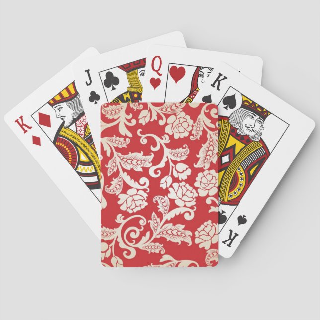 Damastblumenhintergrundmuster Spielkarten (Rückseite)