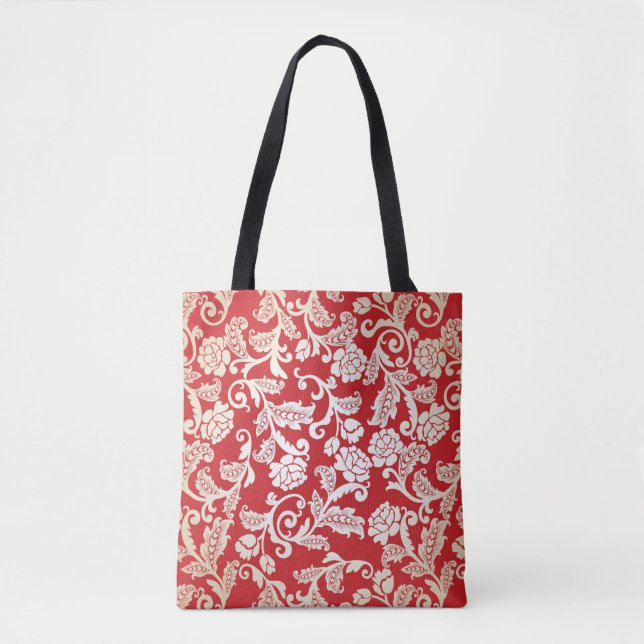 Damastblumenhintergrundmuster Tasche (Vorderseite)