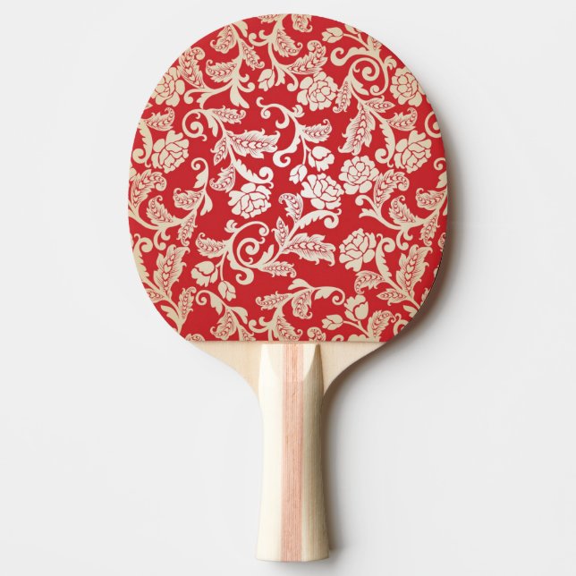 Damastblumenhintergrundmuster Tischtennis Schläger (Vorderseite)