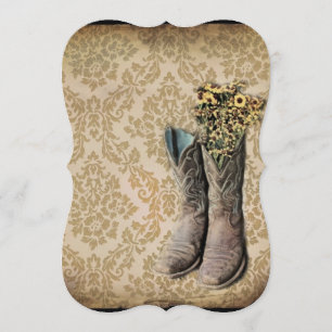 Damastlavendel Westernland-Cowboystiefel Einladung