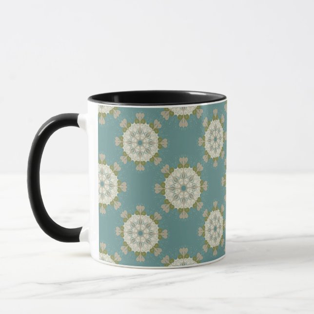 Damastmuster mit abstrakten Elementen Tasse (Links)
