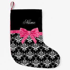 Damastrosa-Glitterbogen des individuellen Namens Kleiner Weihnachtsstrumpf