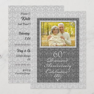 Damaszener 60. Diamantene Hochzeit Anniversary-Par Einladung