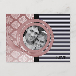 Damaszener-Band-Fotorahmen Hochzeit-RSVP-Postkarte Einladungspostkarte