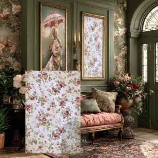 Damaszener-Rosen-Creme Rosa Blumen Vintage Zweigle Seidenpapier