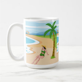 Dame am Strand Kaffeetasse