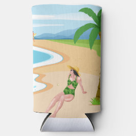 Dame am Strand Selters Dosenkühler