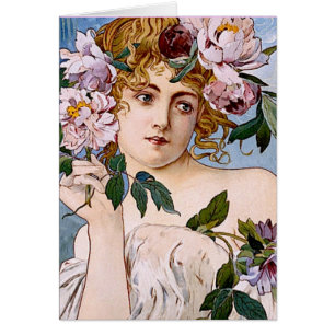 Dame Art Nouveau aux fleurs