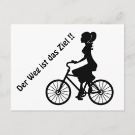 Dame auf dem Fahrrad schwarz/weiß Postkarte