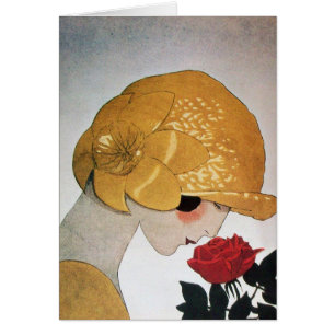 DAME AVEC ROSE ROUGE