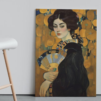 DAME AVEC UN VENTILATEUR poster murale Gustav Klim