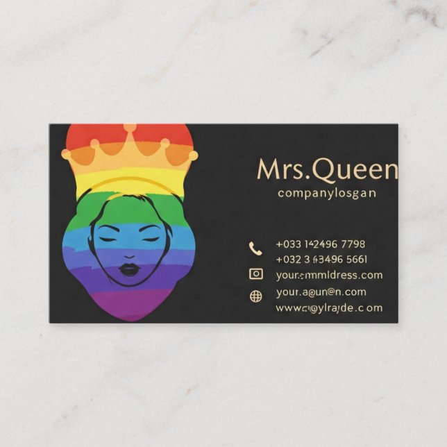 Dame Black Business Card Themes Visitenkarte (Vorderseite)