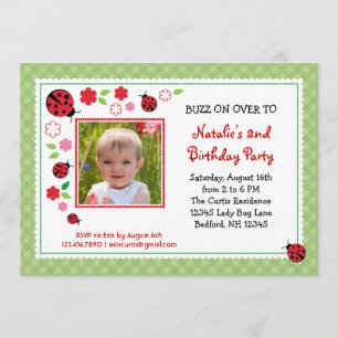 Dame Bug Birthday Foto Invitation Einladung
