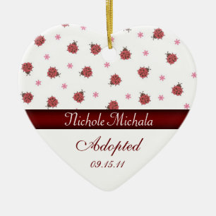 Dame Bug Heart Adoption Announcement Keramikornament