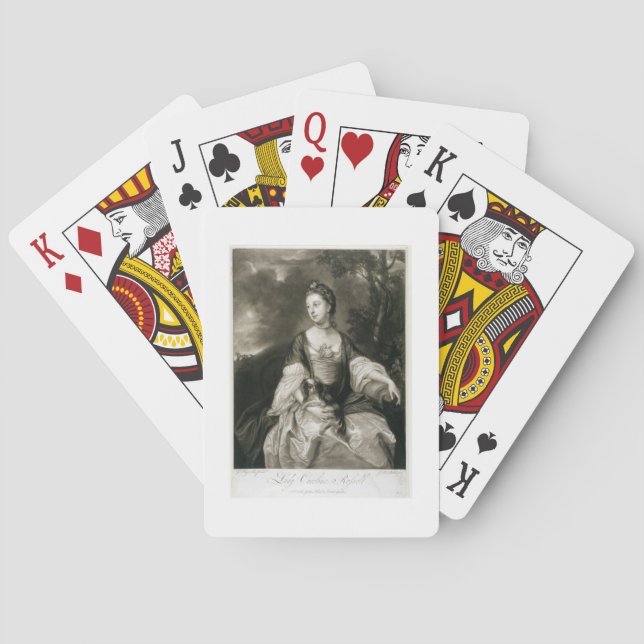 Dame Caroline Russell, graviert von James McArdell Spielkarten (Rückseite)