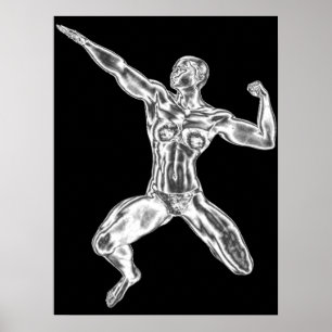 Dame Chrome Bodybuilder Pose Poster