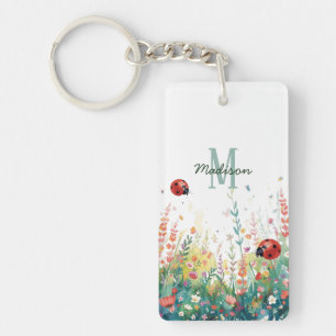 Dame coccinelle aquarelle printanière Monogramme F
