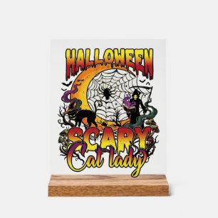 Dame de chat effrayante Halloween Faucheuse Lune M