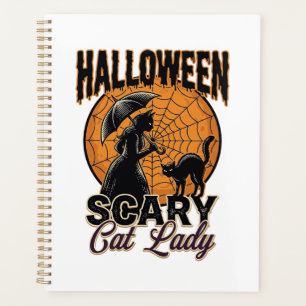 Dame de chat effrayante Halloween Sorcière Web Vin