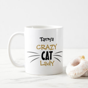 Dame de chat fou Moustaches Cadeau Tasse drôle