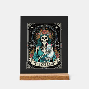 Dame de Chat Squelette Tarot Floral Gothique