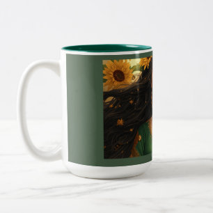 Dame de Tournesol Persan Mug Art Floral Élégant