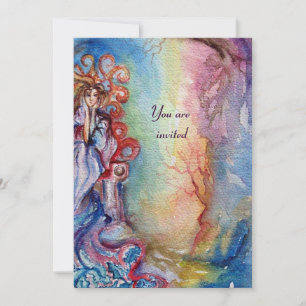 DAME DES SEES , lebhaft hellblau rosa blau Einladung
