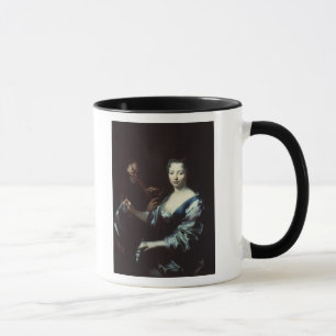 Dame, die ein spinet spielen und ein Flautist Tasse