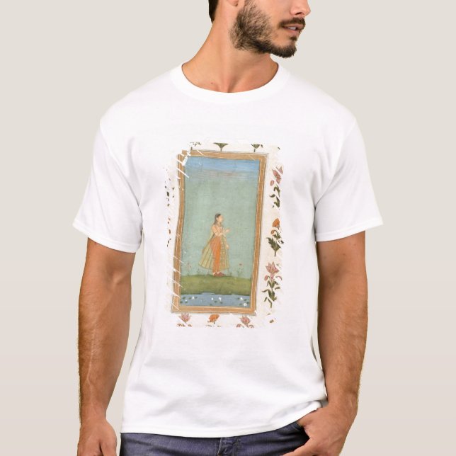 Dame, die eine Blume, einen Lilienteich T-Shirt (Vorderseite)