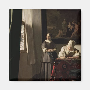 Dame, die einen Brief mit ihrem Mädchen, c.1670 Magnet