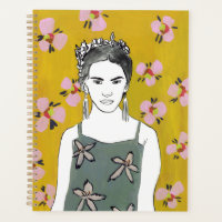 Dame en fleurs roses - Jaune