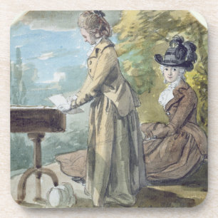 Dame Francis Scott und Dame Eliot, c.1770 (w/c ov Untersetzer