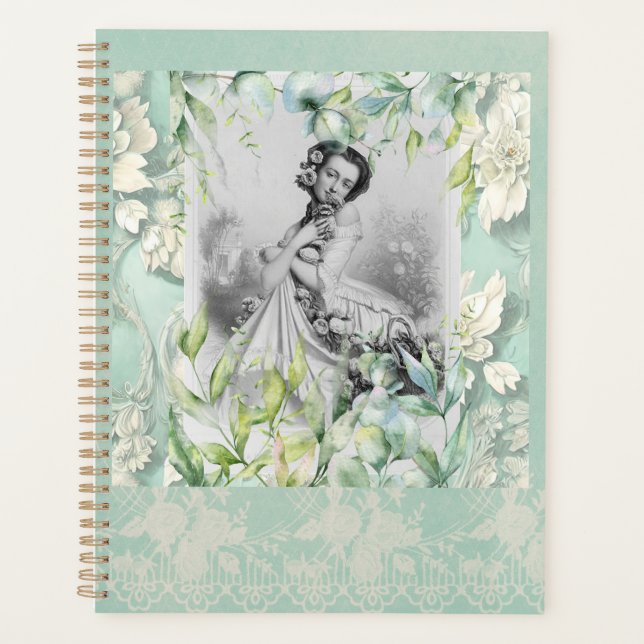 Dame géorgienne en Sea Moss Green et feuille. (Devant)
