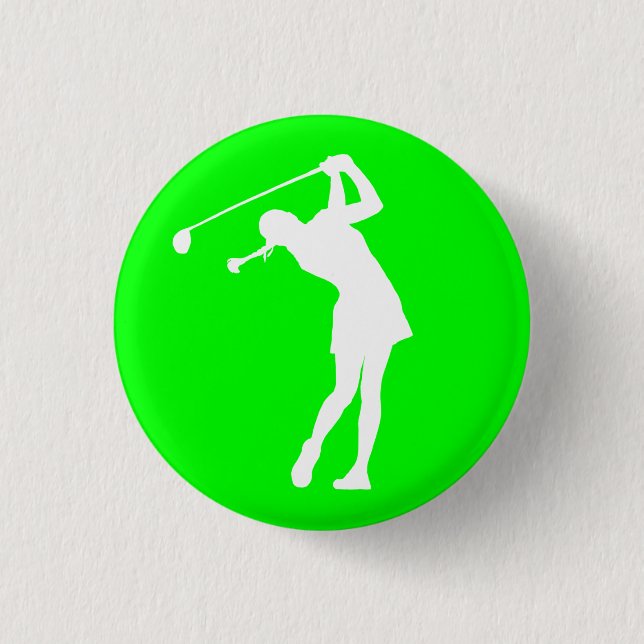 Dame Golfer Silhouette Button Green (Vorderseite)