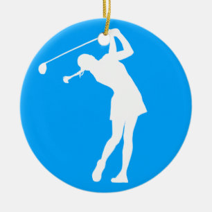 Dame Golfer Silhouette Ornament Blue