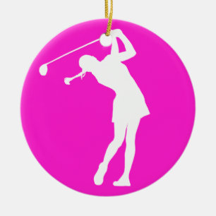Dame Golfer Silhouette Ornament Pink