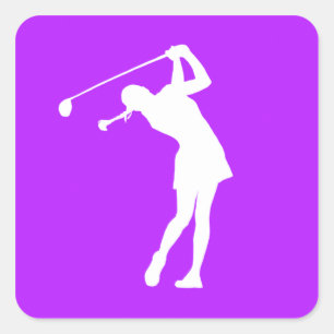 Dame Golfer Silhouette Sticker Purple