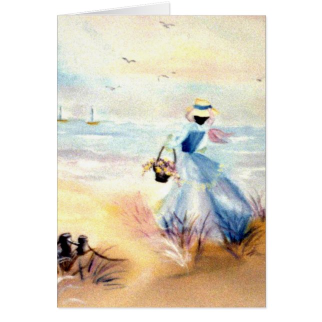 Dame im Blau auf Strand-Malerei (Vorne)