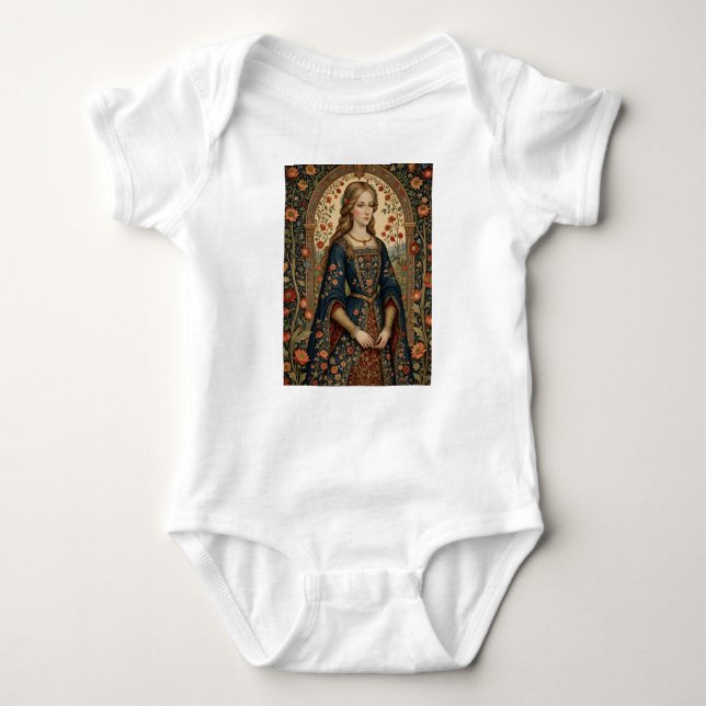 Dame im Garten, mittelalterliche Illustration/Rena Baby Strampler (Vorderseite)