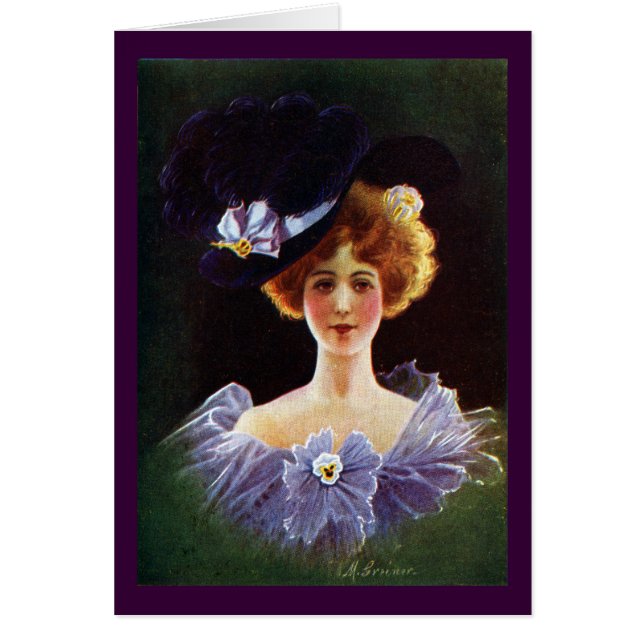 Dame im Orchideen-Kleid mit dem Pansy-Button (Vorne)