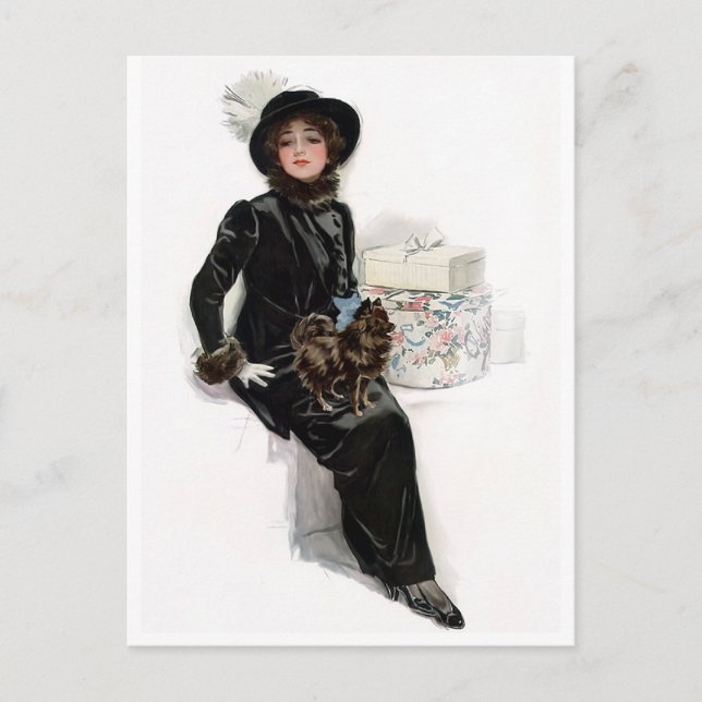 Dame im Schwarzen Postkarte (Vorderseite)