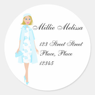 Dame In Blue Runder Aufkleber