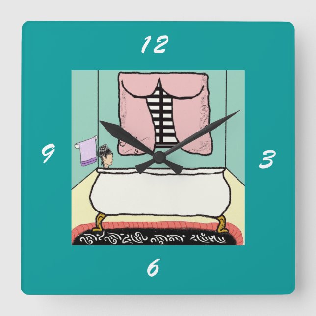 Dame in der Badewanne Wanduhr (Vorderseite)