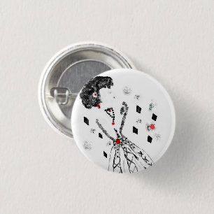 DAME IN DIAMANTEN (WASSERFARBE) BROCHE BUTTON