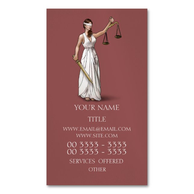 Dame Justice - Marsala Magnetische Visitenkarte (Vorderseite Vertikal)