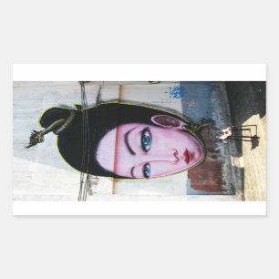 Dame Lao Graffiti Street Art Rechteckiger Aufkleber